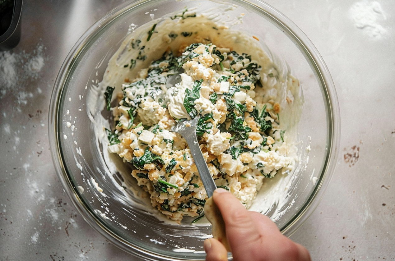 A creamy Knorr Spinach Dip served with fresh vegetables and bread chunks.