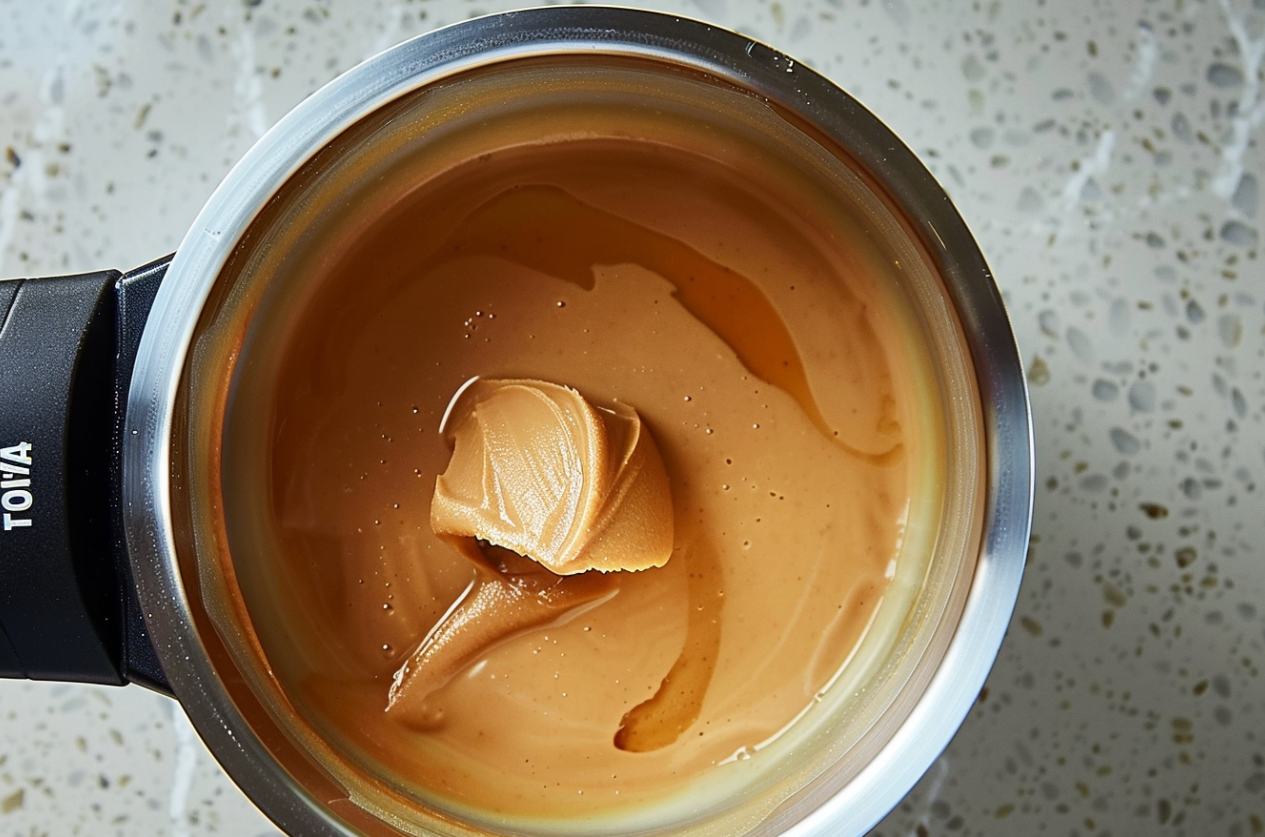 A moist peanut butter cake topped with creamy peanut butter icing, served on a white plate. 