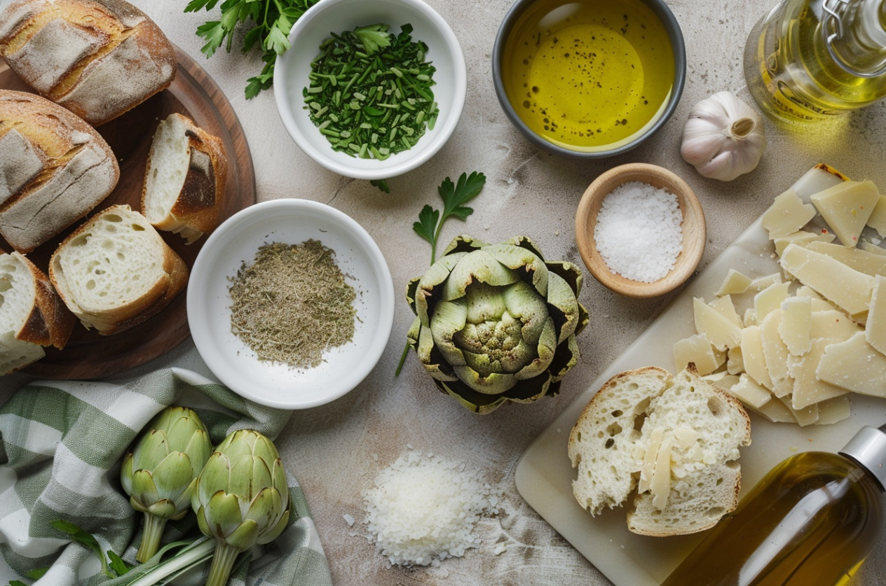 A delicious stuffed artichoke with a savory filling of Italian bread, garlic, parsley, and Romano cheese, baked to perfection.