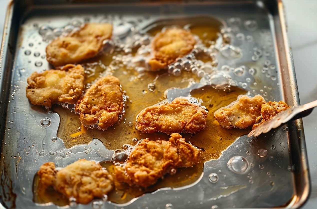 "Fried venison backstrap slices on a plate with a side of dipping sauce" 