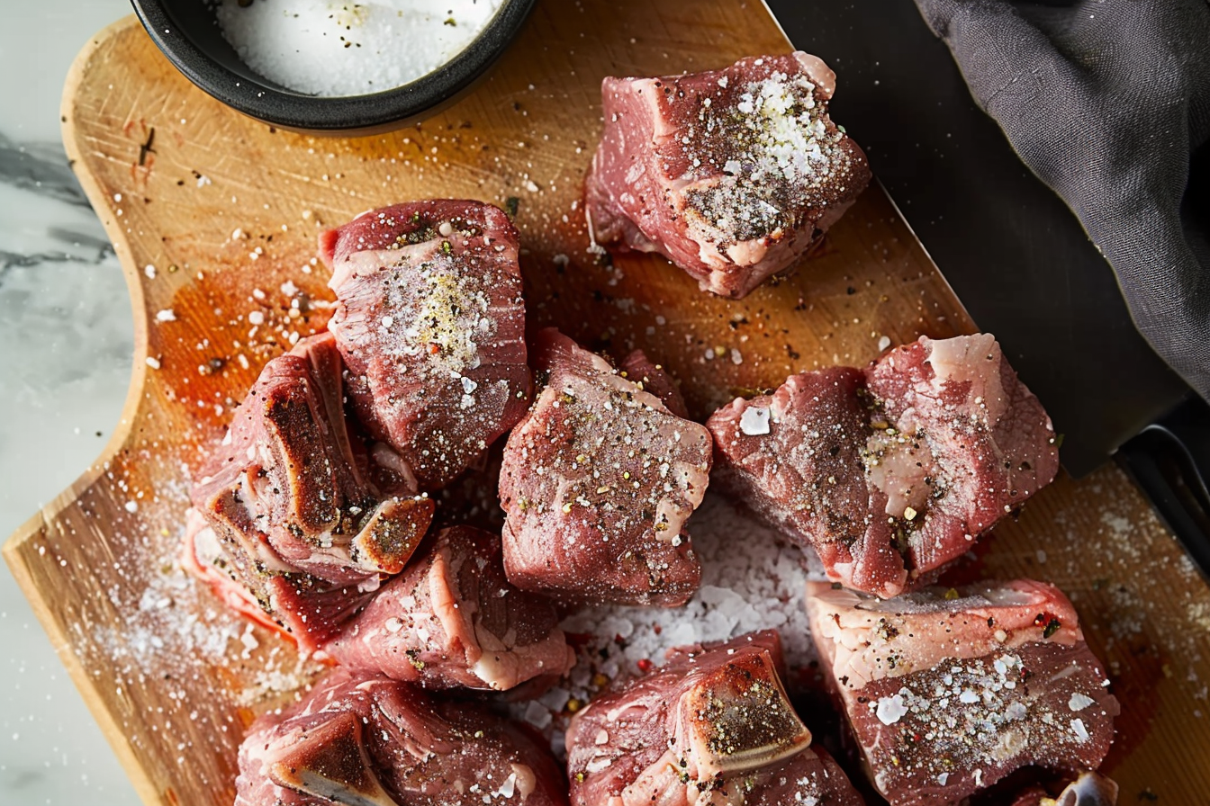 "A delicious and tender braised beef dish with carrots, mushrooms, and fresh herbs, perfect for a hearty meal."

