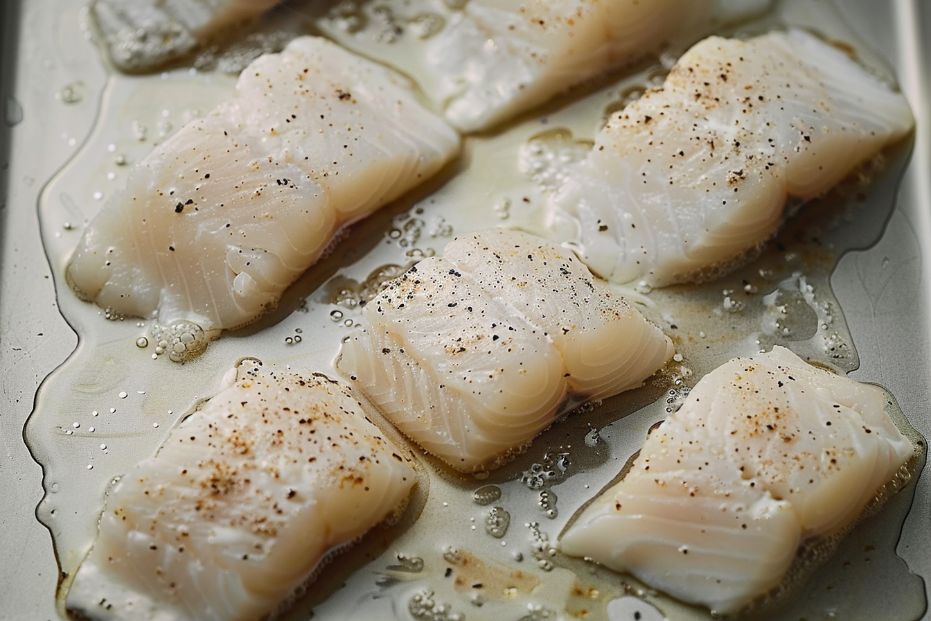 Crispy beer batter fish fillets served with lemon wedges and tartar sauce.