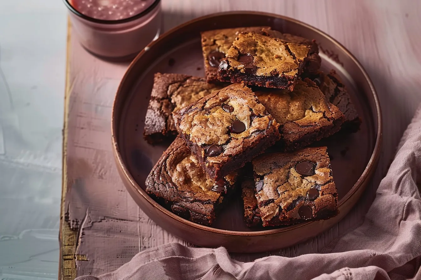 Freshly baked homemade brownies on a cooling rack