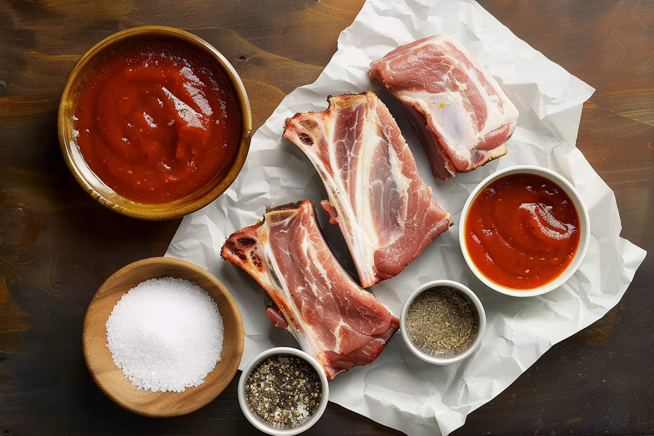 Juicy BBQ ribs with a rich glaze, served with a side of coleslaw.