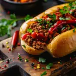 A classic Sloppy Joe sandwich filled with seasoned ground beef, served on a toasted hamburger bun.