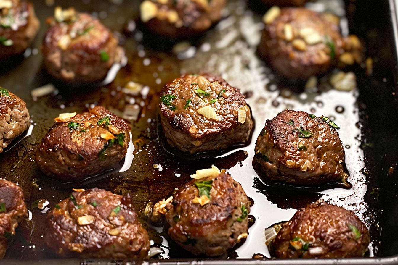 Plate of perfectly spiced Meatball Nirvana meatballs with herbs and spices