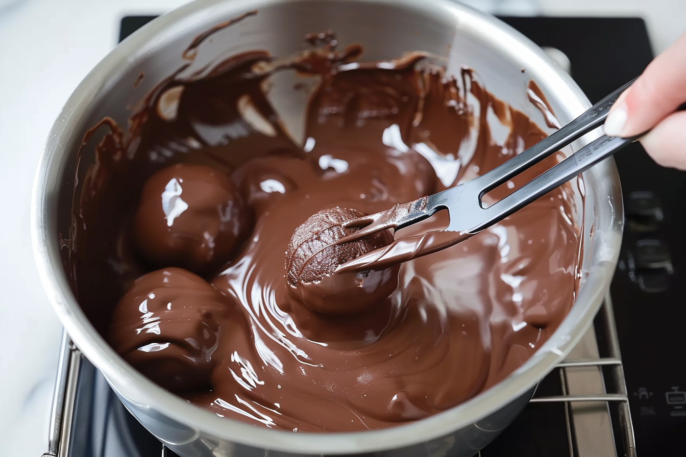 Delicious homemade peanut butter balls covered in chocolate.