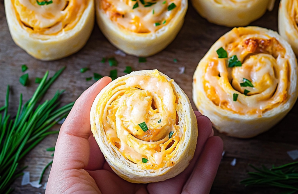 Buffalo Chicken Pinwheels with ranch dipping sauce