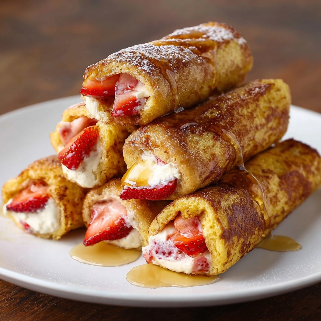 Strawberry Cheesecake French Toast Roll-Ups