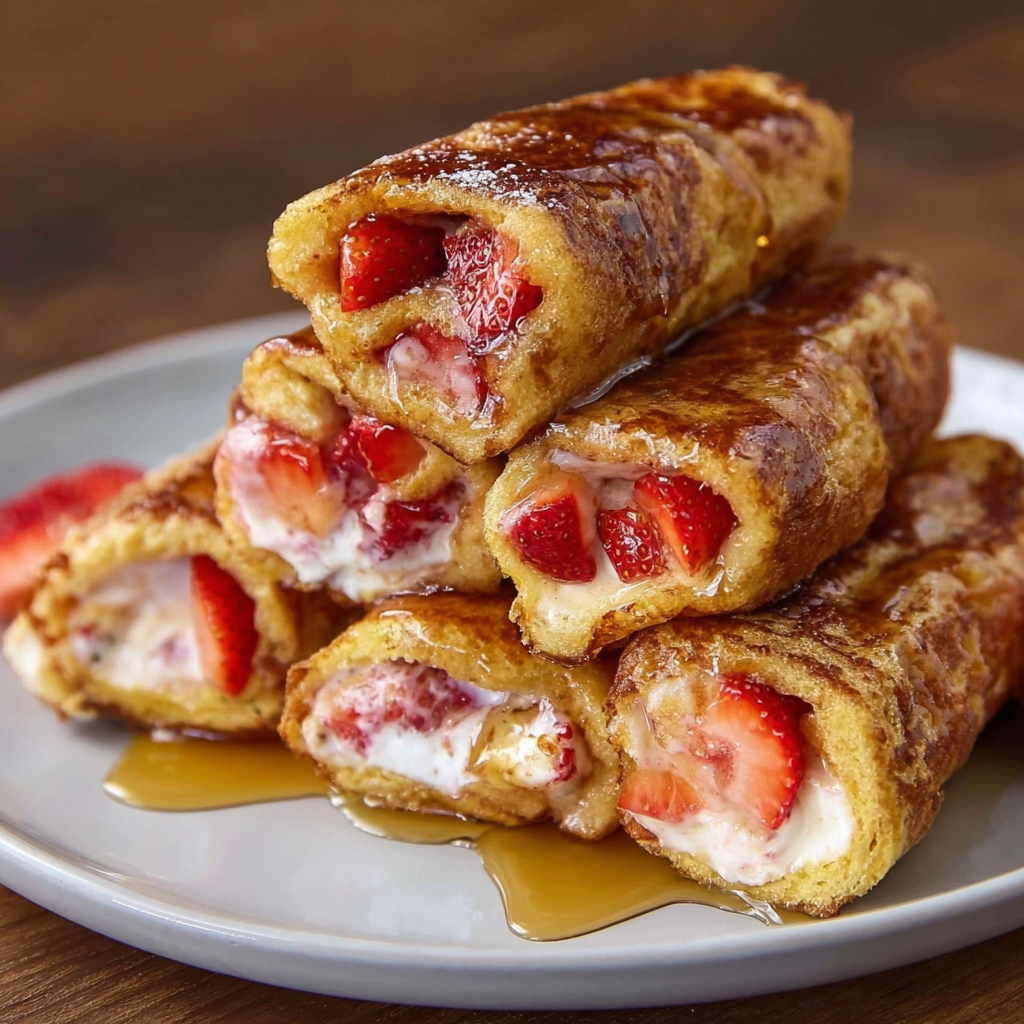Strawberry Cheesecake French Toast Roll-Ups