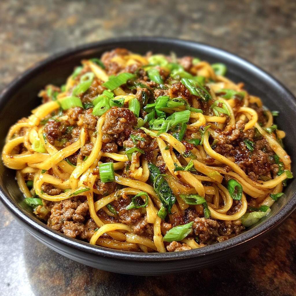 Mongolian Ground Beef Noodles