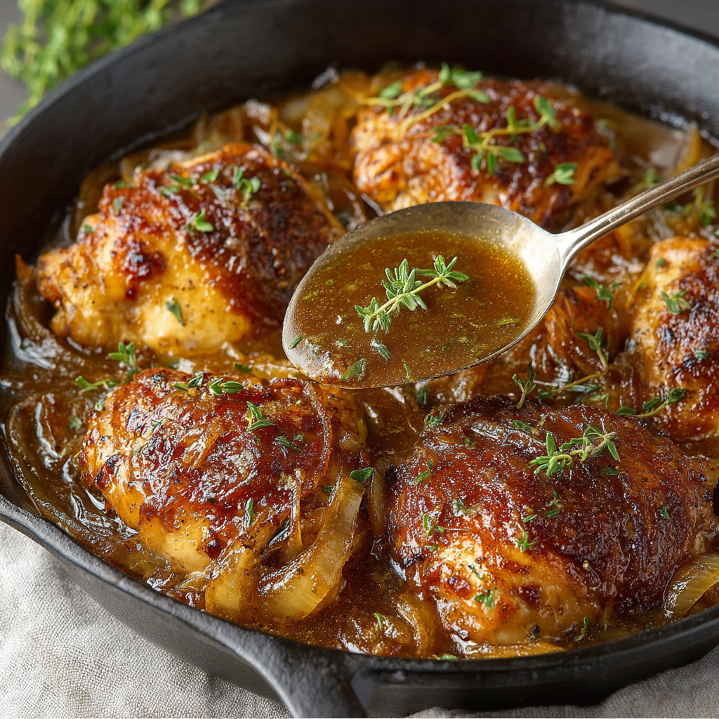 French Onion Chicken Thigh Skillet
