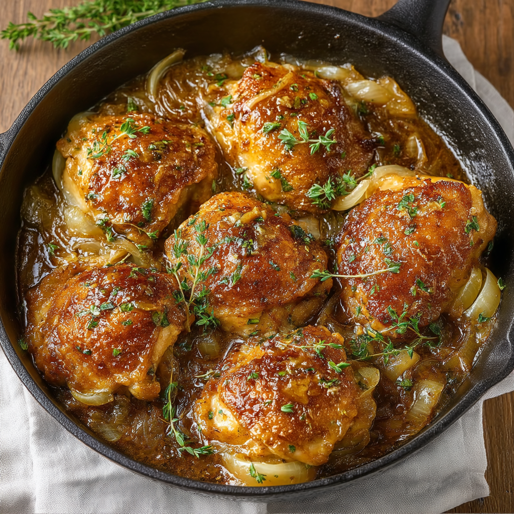 French Onion Chicken Thigh Skillet
