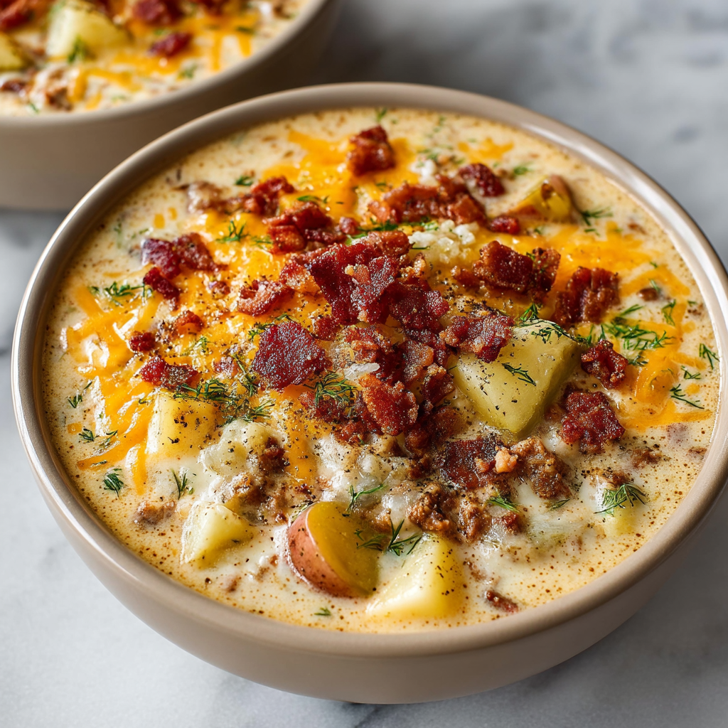 Cheesy Hamburger Potato Soup