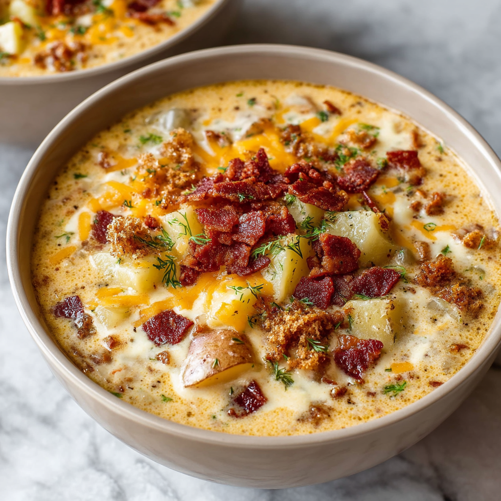 Cheesy Hamburger Potato Soup