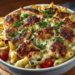 Garlic Parmesan Chicken Pasta Bake