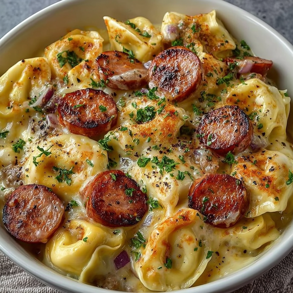 Crockpot Pierogi Casserole with Kielbasa