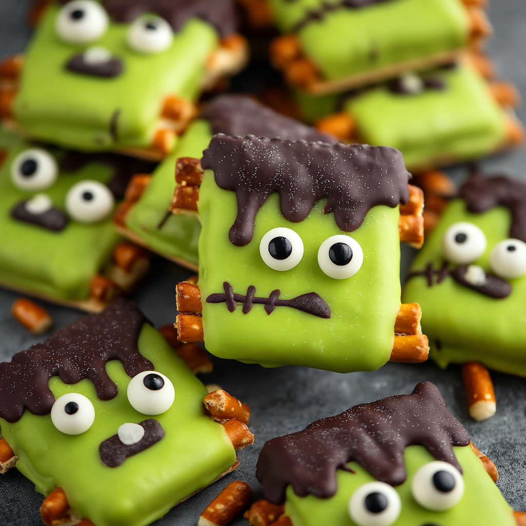 Frankenstein Halloween Pretzels