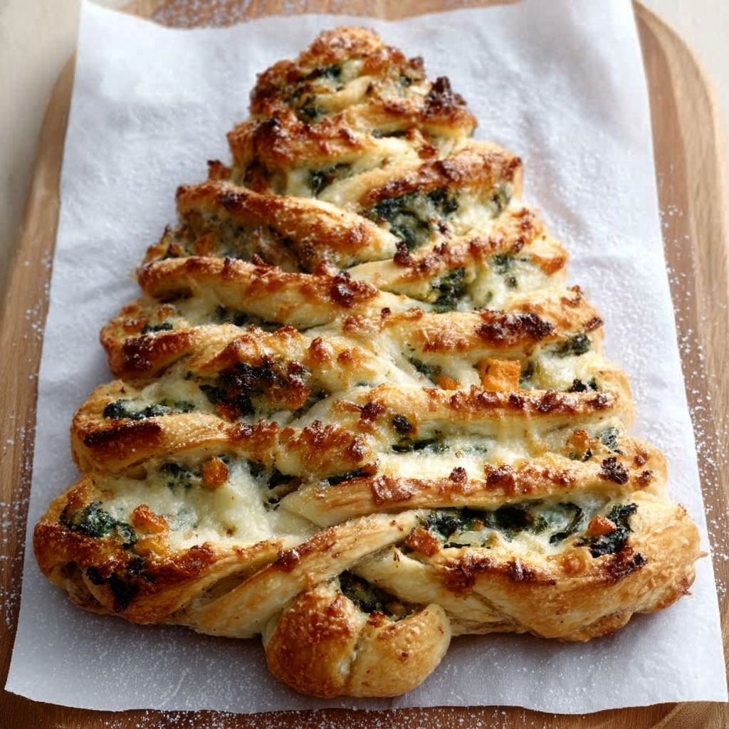 Christmas Tree Spinach Dip Breadsticks