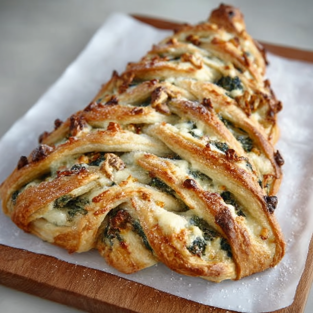 Christmas Tree Spinach Dip Breadsticks
