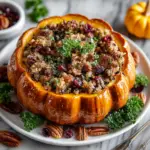 Pumpkin Stuffed with Wild Rice and Sausage