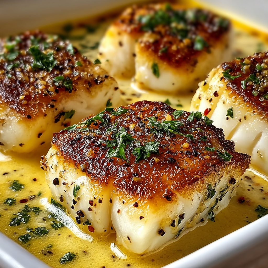 Baked Cod in Coconut Lemon Cream Sauce