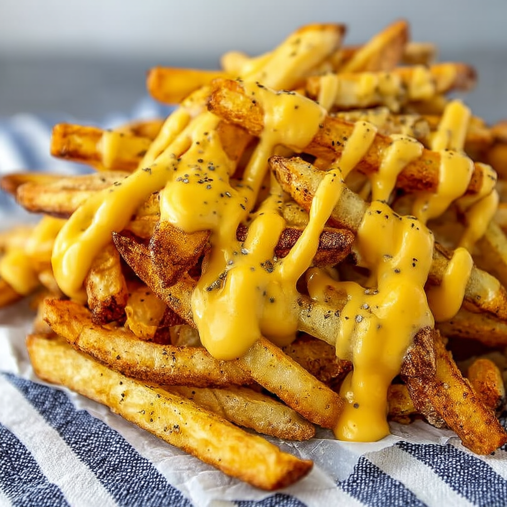 Loaded Cheese Fries Recipe with Garlic Cheese Sauce