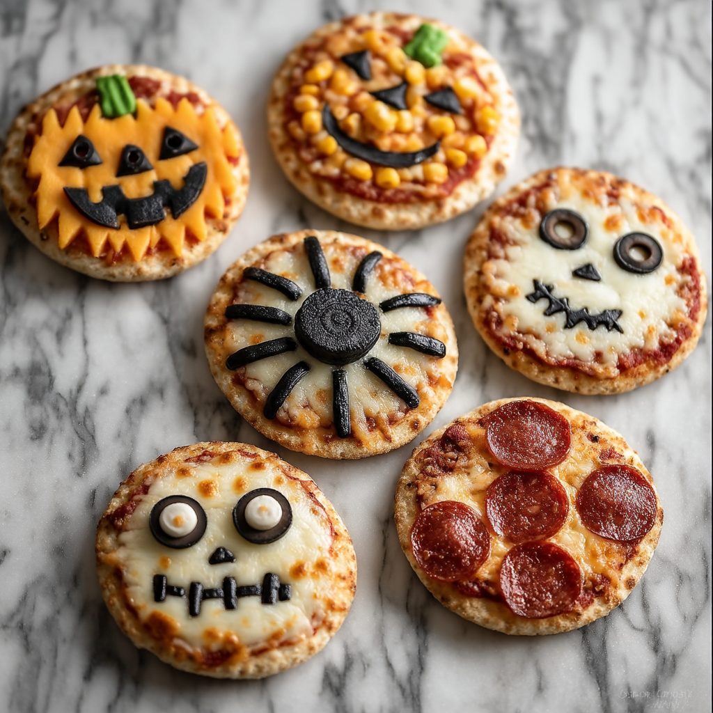 Easy Mini Halloween Pizzas