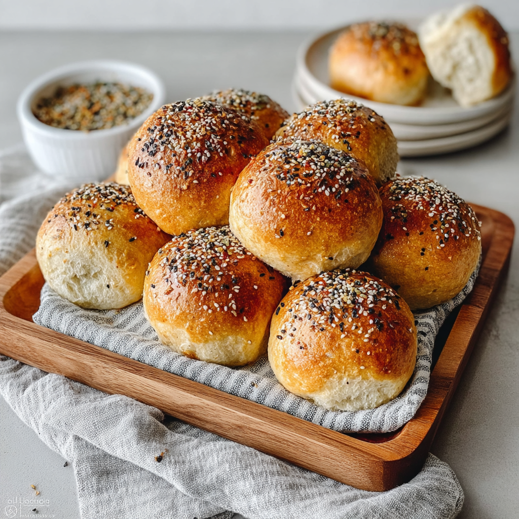 Everything Bagel Crusted Scallion Buns Recipe with Cream Cheese