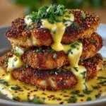 Pretzel Chicken with Mustard‑Cheddar Sauce