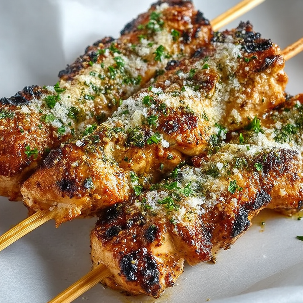 Ranch Garlic Parmesan Chicken Skewers