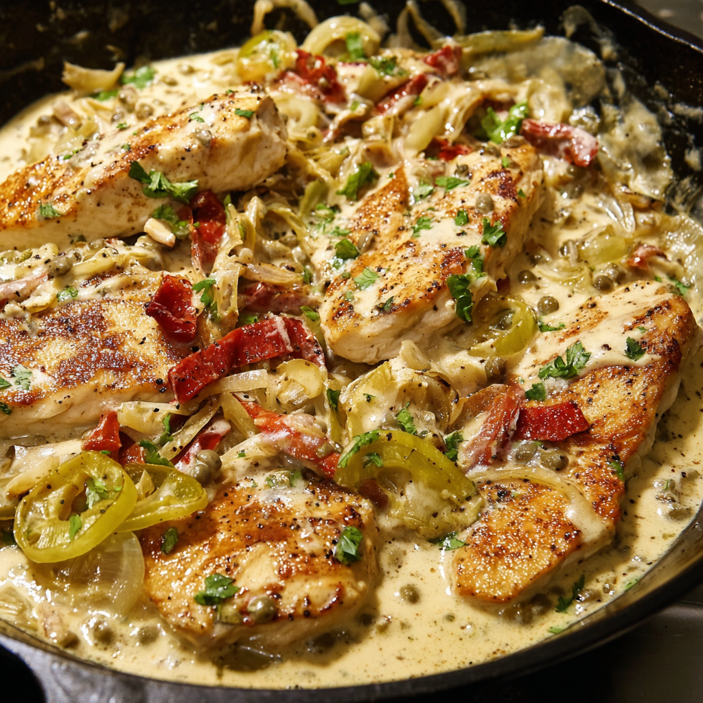 Creamy Pepperoncini Chicken Skillet_03