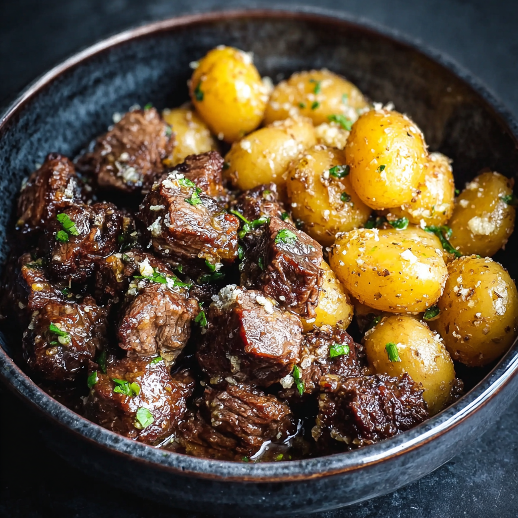 Slow Cooker Garlic Butter Beef Bites with Potatoes_01