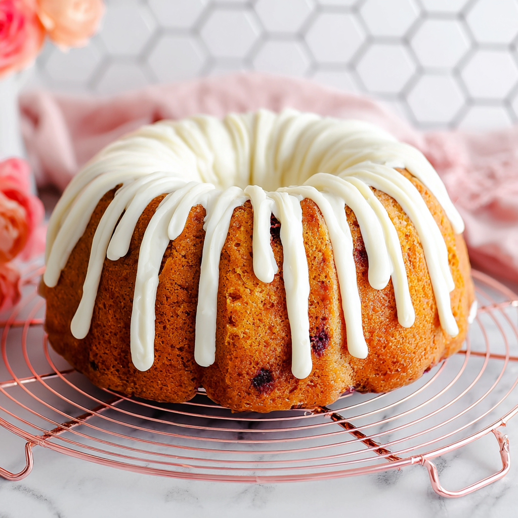 White Chocolate Raspberry Bundt Cake