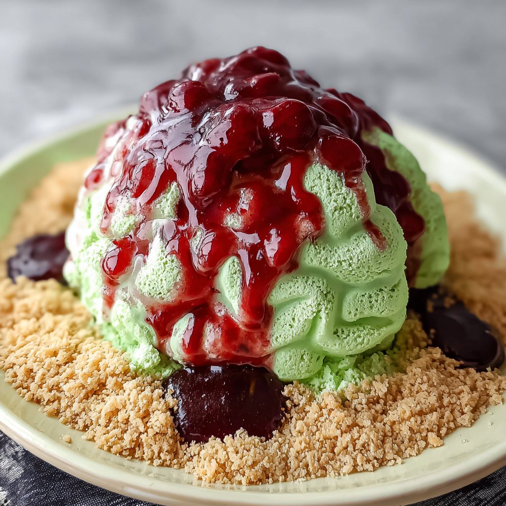 No Bake Zombie Brain Cheesecake