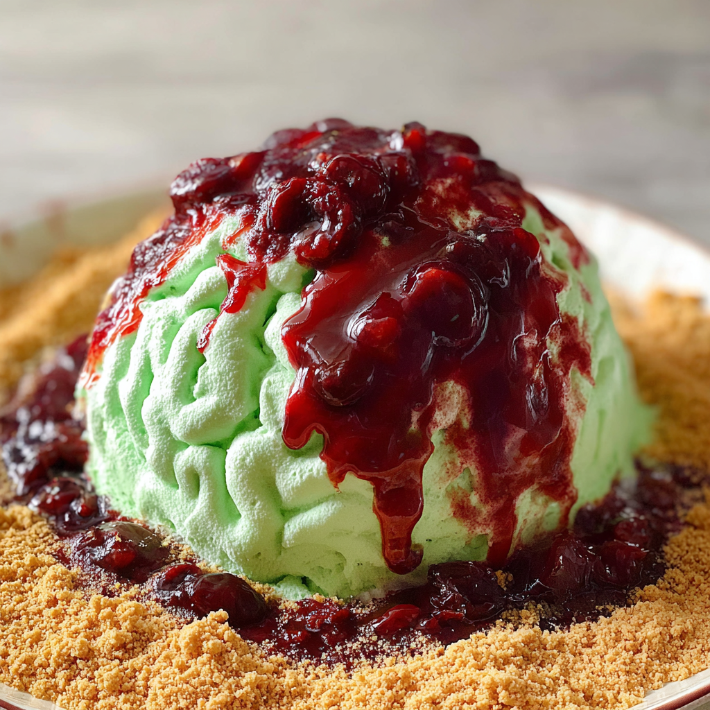 No Bake Zombie Brain Cheesecake