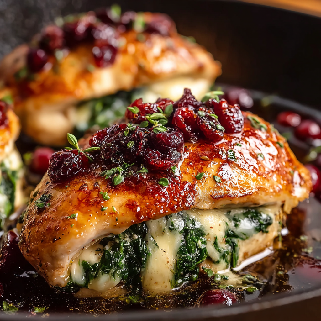 Cranberry & Spinach Stuffed Chicken Breasts with Brie