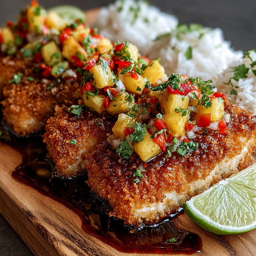 Coconut Crusted Salmon with Pineapple Salsa