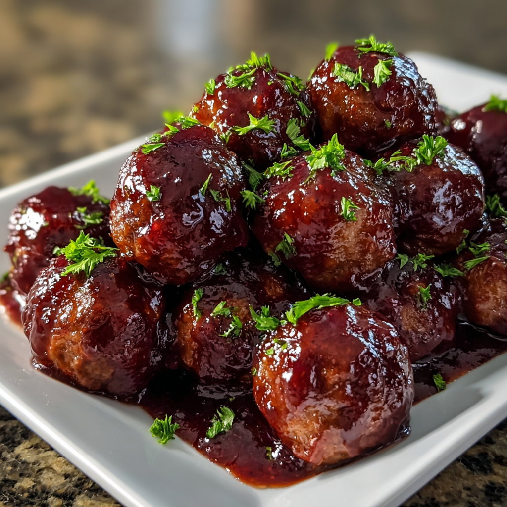Turkey Meatballs with Cranberry Glaze