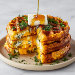 Spicy Cheddar Jalapeño Cornbread Waffles