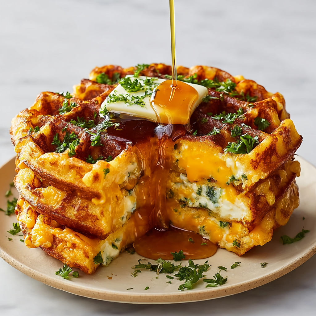 Spicy Cheddar Jalapeño Cornbread Waffles