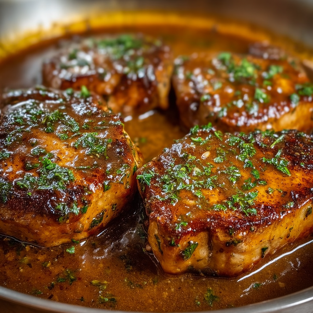 Tender Pork Chops with Potatoes and Gravy