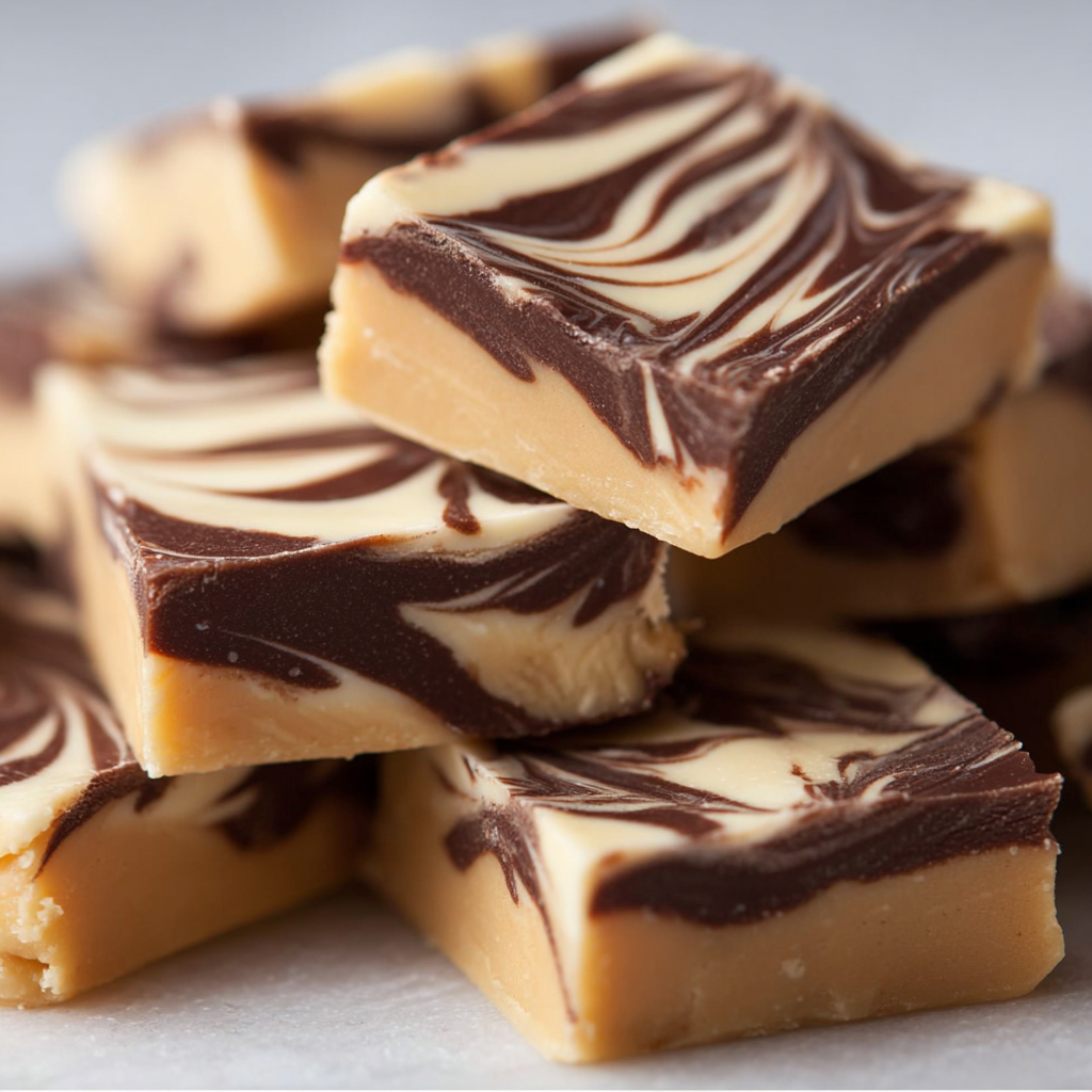 Tiger Butter Fudge with Peanut Butter and Chocolate