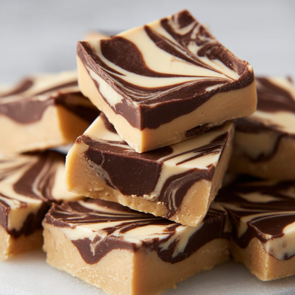 Tiger Butter Fudge with Peanut Butter and Chocolate