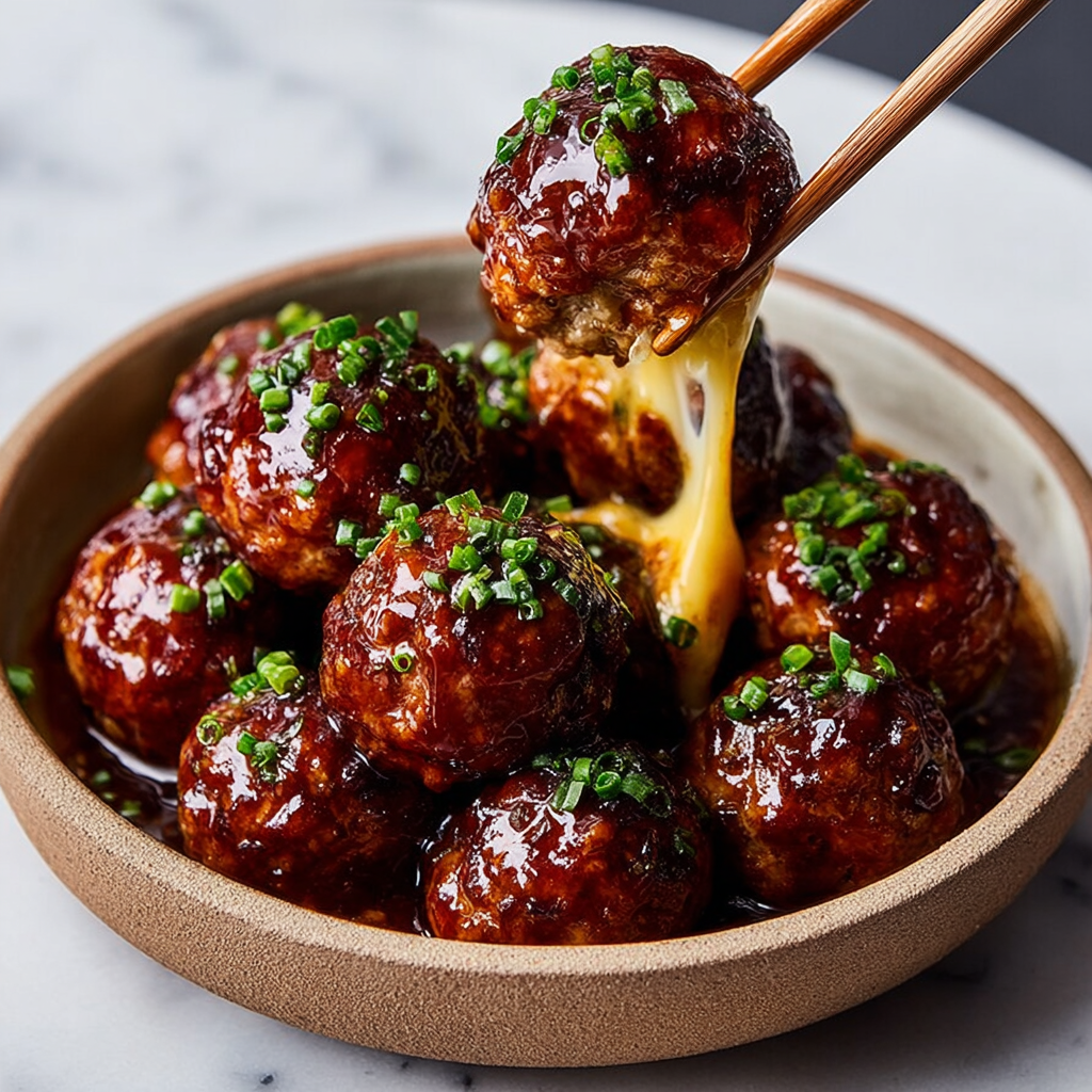Korean BBQ Meatballs with Spicy Mayo Dip