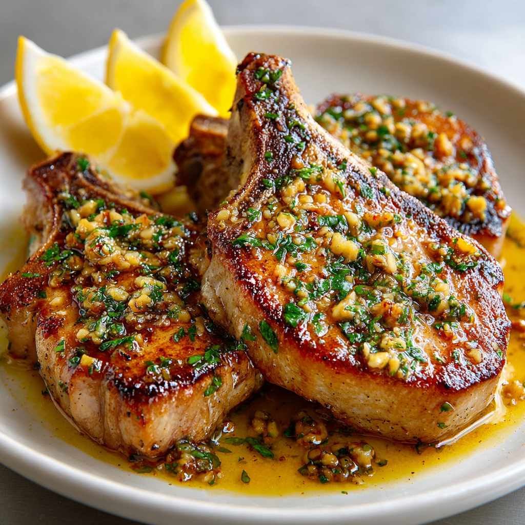 Garlic Butter Pan Seared Pork Chops