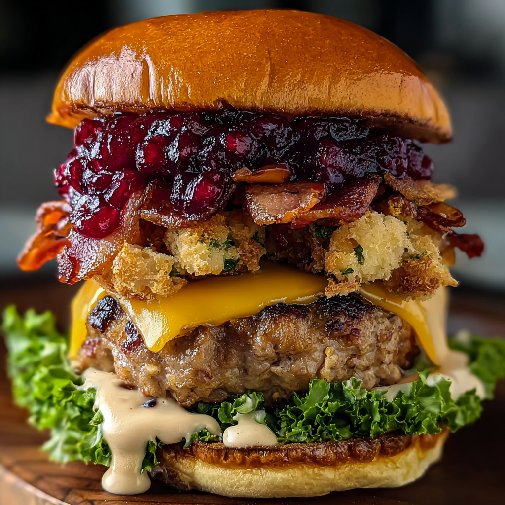 Stuffed Burger with Cranberry Drizzle