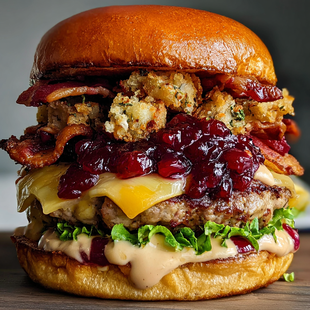 Stuffed Burger with Cranberry Drizzle