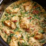Creamy Tuscan Style Crock Pot Chicken Thighs Recipe