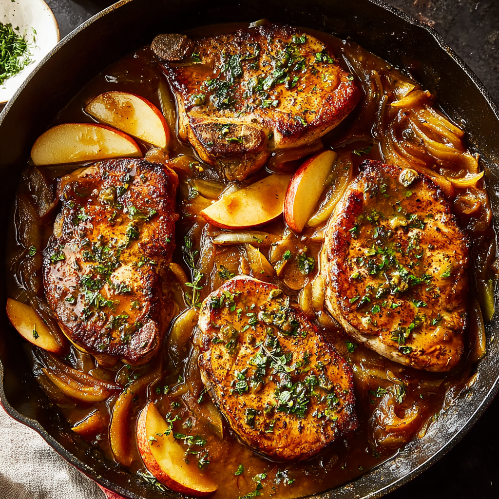 Pork Chops with Apple Pan Sauce Recipe